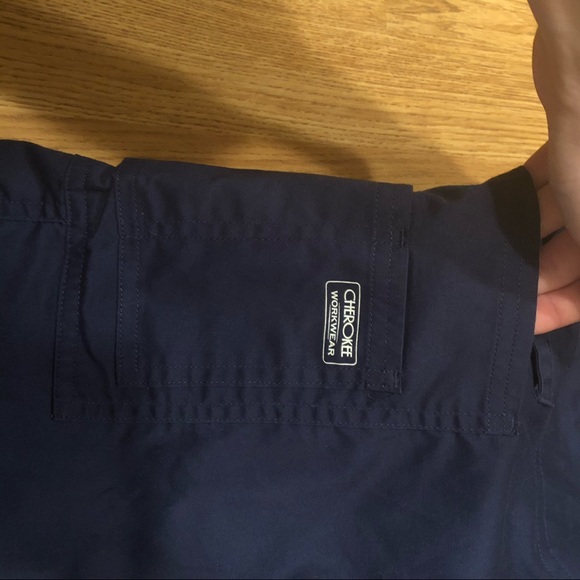 Cherokee Workwear navy scrub pants drawstring - Picture 2 of 8